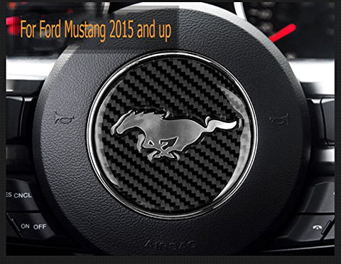 Real Carbon Fiber Steering Wheel Insert Decoration Cover Emblem Sticker for 2015 and up Ford Mustang