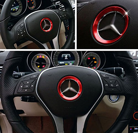 Glossy Car Steering Wheel Center Logo Ring Trim For Mercedes Benz B C GLK