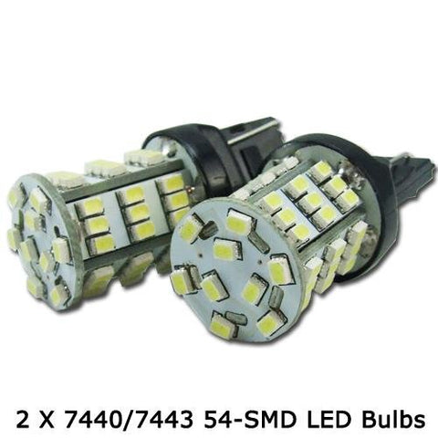 White 7440/7443 T20 990 991 54-SMD LED Bulbs For Car Turn Signal, Parking, Backup Lights