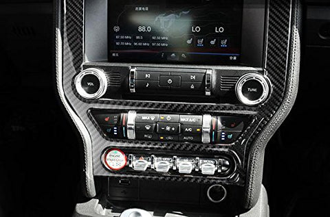 Car Interior Multimedia Control Center Console Penal Trim Carbon Fiber Sticker For Ford Mustang 2015-2020