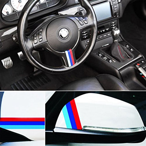 1 Set 9.8" Germany Flag or M-Colored Union Jack UK Flag Stripe Sticker Fit BMW Exterior or Interior Decoration Grille Fender Hood Side Skirt Bumper Side Mirror Dashboard