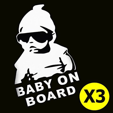 3pcs 5" Cute Cool Kids Hangover Baby On Board Warning Signs Funny Car Window Die-Cut Graphic Vinyl Decals for SUV Truck Car Bumper, Laptop, Wall, Mirror, Motorcycle