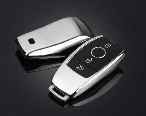 Blue \ Black \ Gold \ Red \ Silver \ Rose Gold Chrome Finish TPU Key Fob Protective Cover Case For Mercedes-Benz 2017 2018 E-Class Sedan E300 E400 E43 AMG etc