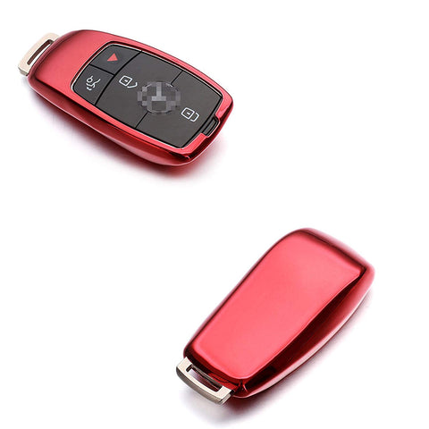 Blue \ Black \ Gold \ Red \ Silver \ Rose Gold Chrome Finish TPU Key Fob Protective Cover Case For Mercedes-Benz 2017 2018 E-Class Sedan E300 E400 E43 AMG etc