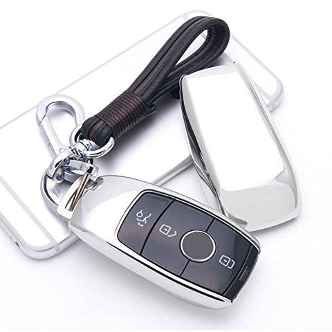 Blue \ Black \ Gold \ Red \ Silver \ Rose Gold Chrome Finish TPU Key Fob Protective Cover Case For Mercedes-Benz 2017 2018 E-Class Sedan E300 E400 E43 AMG etc