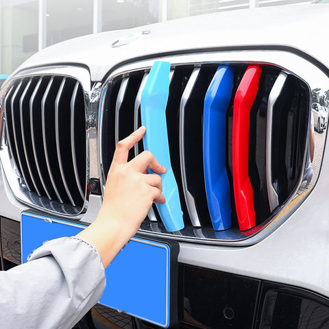 3pcs M-performance TRI Color Grille Kidney Insert Trims Stripe Cover for BMW X Series X5 G05 2019-up(7 beam bars)