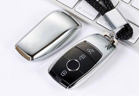 Blue \ Black \ Gold \ Red \ Silver \ Rose Gold Chrome Finish TPU Key Fob Protective Cover Case For Mercedes-Benz 2017 2018 E-Class Sedan E300 E400 E43 AMG etc