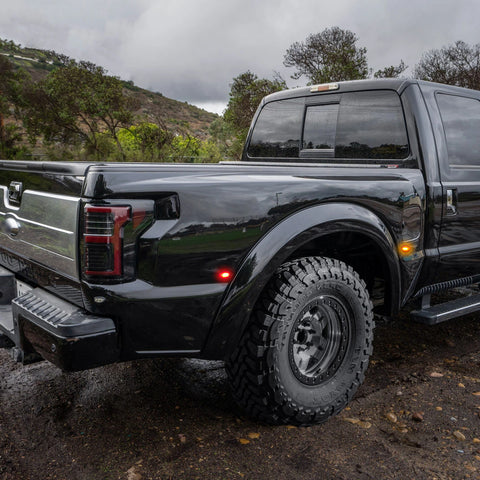 Smoked LED Fender Side Marker Light Exact Fit, Compatible with 1999-2014 Ford F250 F350 F450 Super Duty, Front Amber/Rear Red, 4pcs (Replace part # 8C3Z15442B F81Z15442CA)