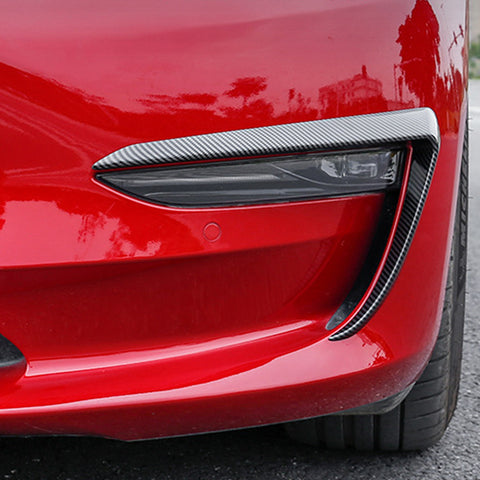 Front Fog Light Lamp Eyebrow Cover Trim Compatible With Tesla Model 3 2017-2023, 2pcs (Carbon Fiber Pattern)
