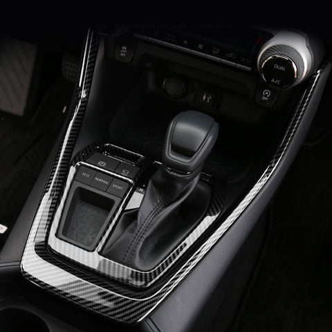 Carbon Fiber Pattern Center Console Gear Shift Frame Cover For Toyota RAV4 2019-2021