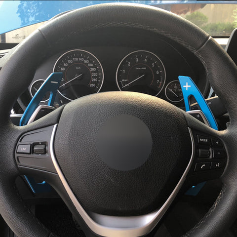 Steering Wheel Paddle Shifter Cover Trim, CNC Aluminum Alloy, Compatible With BMW 2 3 4 X1 X2 X3 X4 X5 X6 Series,F22 F23 F30 F31 F33 F34 F36 F32 F15 F16 F25 F26 F48 F39 (Blue)