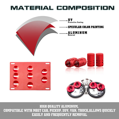 Set Tow Hook License Plate + Air Valve + Release Fastener For Ford Focus 2016-18