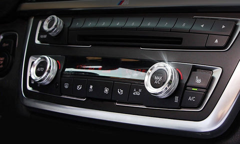 3pcs Red/Silver AC Climate Control Radio Volume Knob Ring Covers For BMW 1 2 3 3GT 4 Series