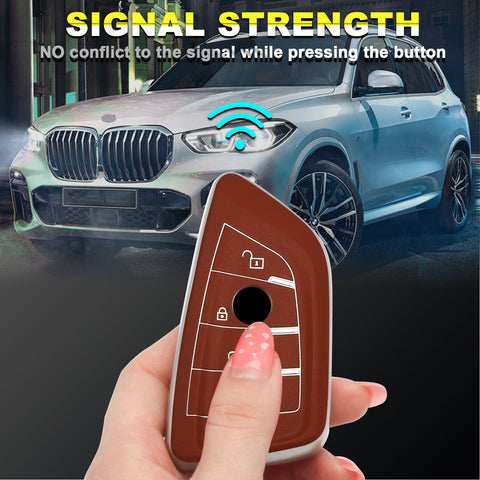 1Pc Brown Anti-Fingerprint Remote Control Keyless Cover Case Protector For BMW