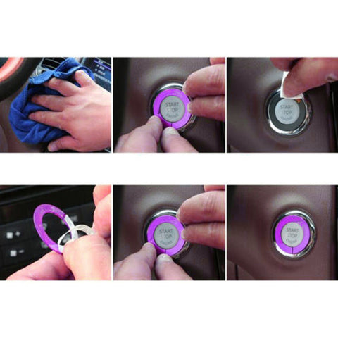 RED / BLUE / Purple engine start stop push button knob key switch decor ring trim for Infiniti