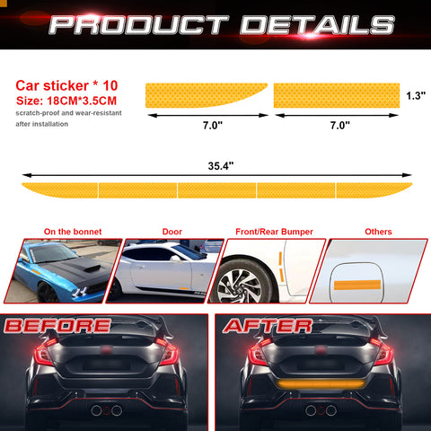 Orange Glowing Reflective Rear Bumper Guard Anti-Scratch Sticker Strips for Cars