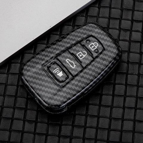 Carbon Fiber Texture Full Sealed Key Fob Cover Shell Keyless Key Protective Hard Case for Toyota Camry Corolla RAV4 Prius Avalon C-HR 86 GT 2017 2018 2019 4-button Entry Smart Key
