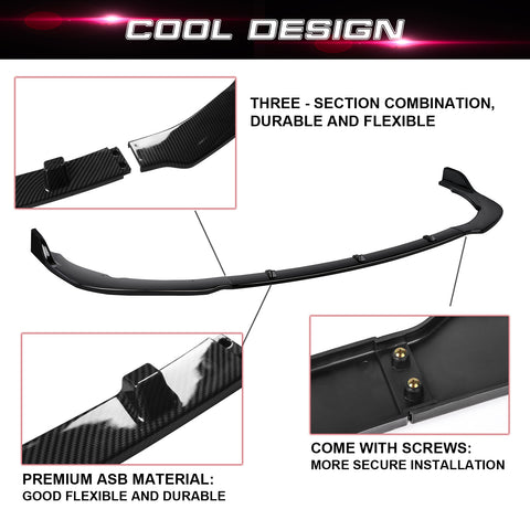 Black Carbon Fiber Style Front Bumper Lip Splitter Trim For Camry SE XSE 2018-up