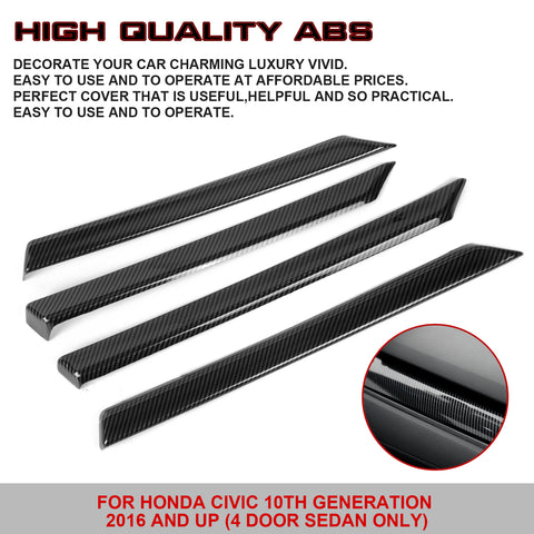 Carbon Fiber Pattern Door Strip Cover Decal For Honda Civic 10th Gen 2016-2021
