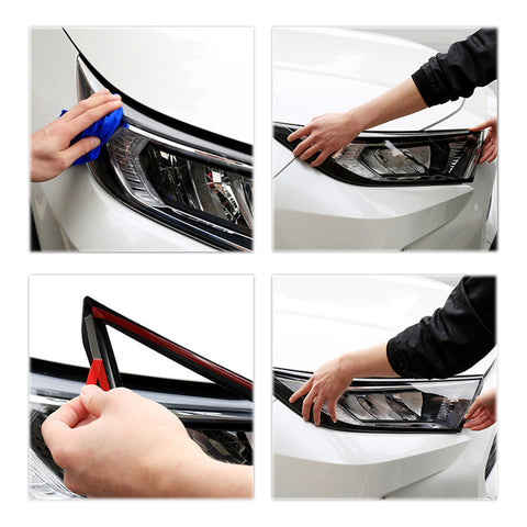 2pcs for Toyota RAV4 2019-2024ABS Carbon Fiber Headlight Front Head Lamp Frame Cover Molding