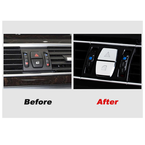 Center Console Hazard Warning Lock Security Light Switch Button Cover Trim 2Pcs For BMW 5 6 7 Series F10 F11 F07 F12