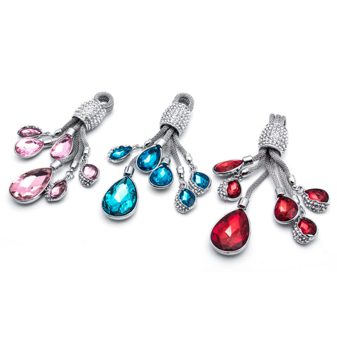 Blue / Pink / Red Universal Fit Car Key Chain Ring, Water-drop Shining Crystal Jewelry Keychain Bling Diamond Key Holder Ring, Cute Decoration Accessories