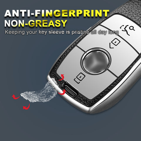 Soft TPU Leather Full Protection Smart Remote Key Fob Cover Case Holder Compatible with Mercedes E S Class 3 Button,Silver