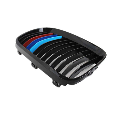 1 Set M-colored Kidney Grille Insert Trim TRI Color Sport Stripe Clip for BMW 3 Series E92 E93 LCI 2010-2013 (13 Beam bars)