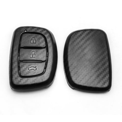 Matte Carbon Fiber Finish Full Sealed Key Fob Shell Case Protective Hard Cover for Hyundai Accent Santa Fe Elantra Tucson 3-Button Key