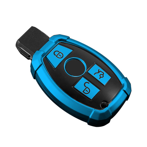 Full Covered Armor Blue TPU Remote Fob Key Cover Shell For Mercedes B C E G SLK