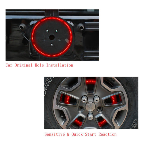 for Jeep Wrangler JK 2007-2018 Spare Tire Brake Light, Spare Tire LED Tail Light Rear Wheel 3rd Brake Lamp