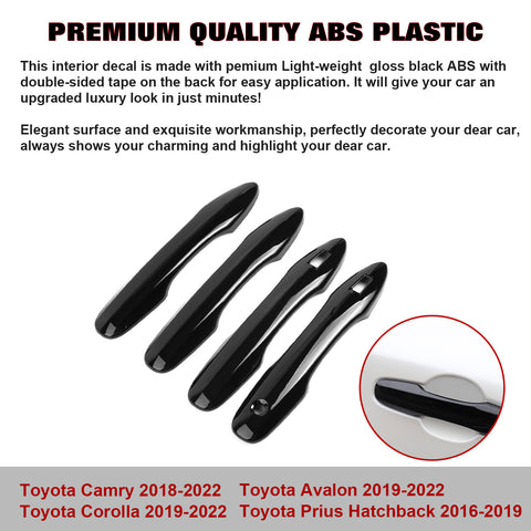 Gloss Black Door Handle Overlay Cover Trim For Toyota Camry Avalon Prius Corolla