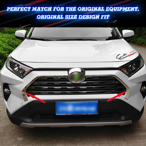 2pcs Auto Exterior Front Bumper Grille Frame Strip Cover Trim Compatible with Toyota RAV4 2019-2024, Chrome Silver