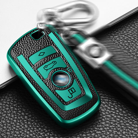 Green Leather TPU Key Fob Case Cover Shell Holder For BMW F12 F20 F21 F30 F31