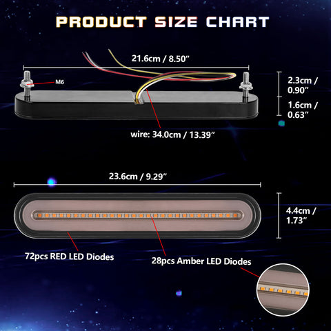 Dual Rear Fender/Bagger Vertical Mount LED Rod Light Kit, For Harley Davidson Motorcycles, Full LED 5 In 1 Strobe Brake Stop Sequential Flowing Turn Signal Parking Running Light