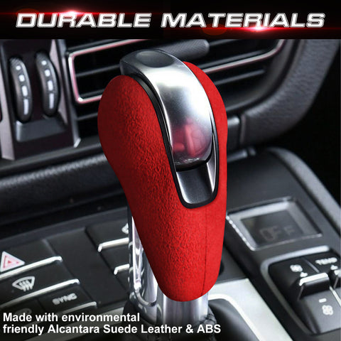 Red Suede Gear Shift Knob Cover Sticker For Porsche Macan Panamera Boxter 911