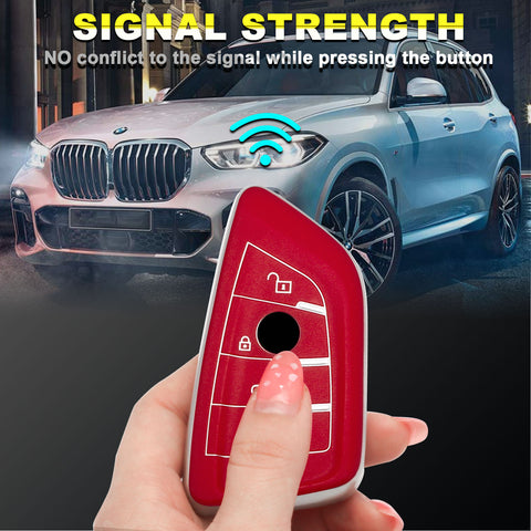 1Pc Red Anti-Fingerprint Remote Control Keyless Cover Case Protector For BMW