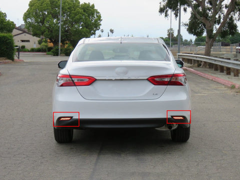 2pcs Rear Bumper Reflector LED Brake Tail Turn Signal Light for Toyota Camary 2018-2025, Red Lens