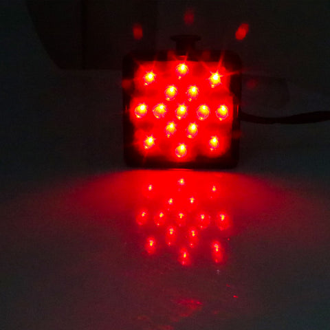 15-LED Red Lens Tow Hitch Receiver Brake Tail Light w/ Adapter For Truck 2"