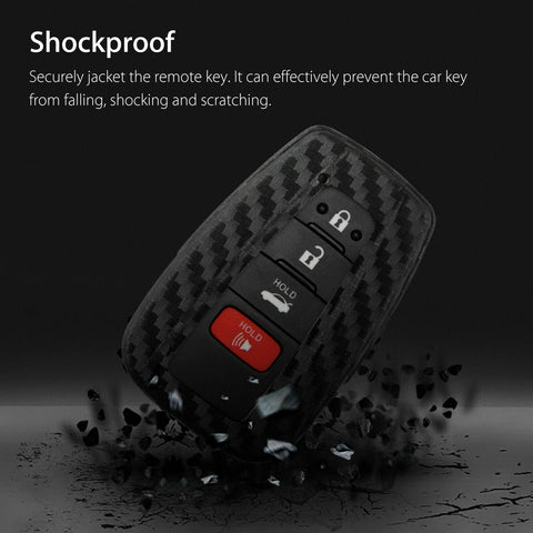 Carbon Fiber Pattern Soft TPU Key Fob Remote Case Cover for Toyota Camry Corolla GT 86 RAV4 Prius Avalon C-HR 2015-2020