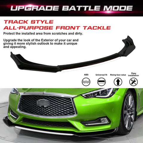 Front Bumper Lip Chin Spoiler Splitter Diffuser Protector Body Kit Compatible with Honda Accord Civic or Volkswagen MK5 MK6 MK7 or Kia Optima or Mitsubishi Lancer, Matte Black w/White 4pcs