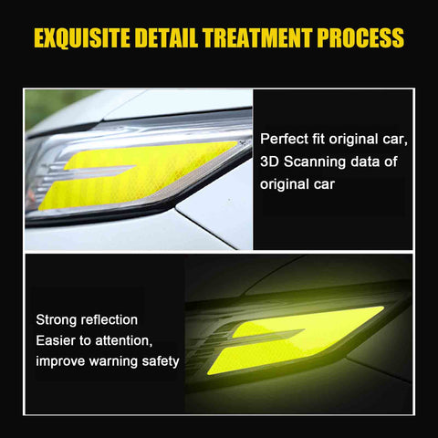 2pcs Yellow Reflective Headlight Sticker Headlamp Warning Safety Overlay Decal for Toyota Camry 2018 2019