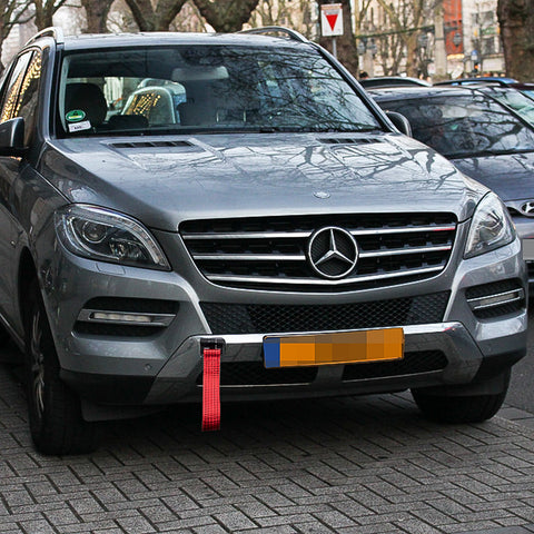 Blue / Black / Red JDM Style Tow Hole Adapter with Towing Strap for Mercedes C S ML CLA GLA Class