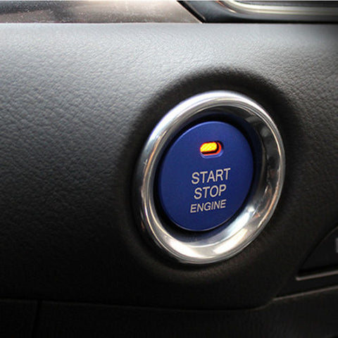 3D Metal Stainless Steel Start Stop Engine Push Button Decor Trim Cover for Mazda 3 6 CX-3 CX-5 CX-9 MX-5 Blue