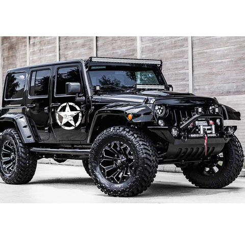 For Jeep Front Hood Sticker - Black/ White/ Yellow Army Military Star Vinyl Graphic Decal for Car Body Trunk Side Fender Door Bumper