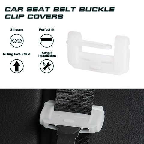 4pcs White Silicone Luminous Night Safety Car Seat Belt Buckle Clip Cover Trims