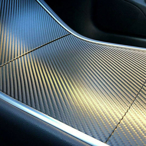 3pcs for Tesla Model 3 Center Console Wrap Sticker, Armrest Cup Holder Box Panel Trim, Protective Film Anti-Scratch Decal, Black Color Carbon Fiber Pattern / Matte Black / Matte White / Brushed Silver