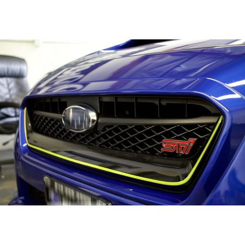 Glossy Red / Fluorescent Yellow / Fluorescent Green Front Grille Pinstripe Vinyl Sticker, Pre-cut Styling Front Hood Panel Edge Molding Trim Decal for Subaru WRX STI 2015-2017