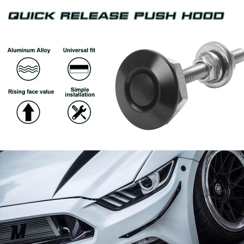 Universal Black Car Exterior Bumpers Fender & Trunk Quick Release Fasteners Hatch Lids Kit