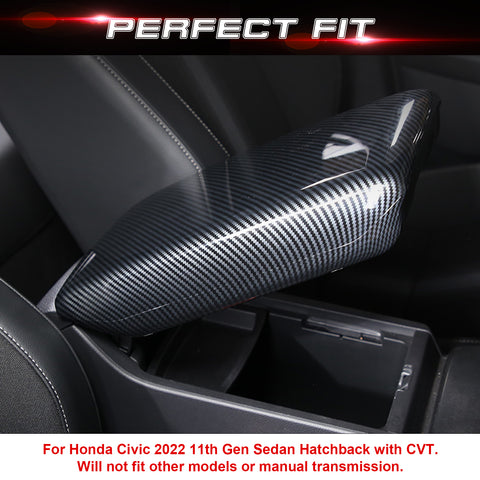 Carbon Fiber Style Center Storage Seat Box Panel Cover For 11th Gen Honda Civic